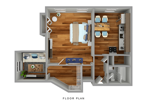 Floor plan for studio, 1 bath, 700 sqft